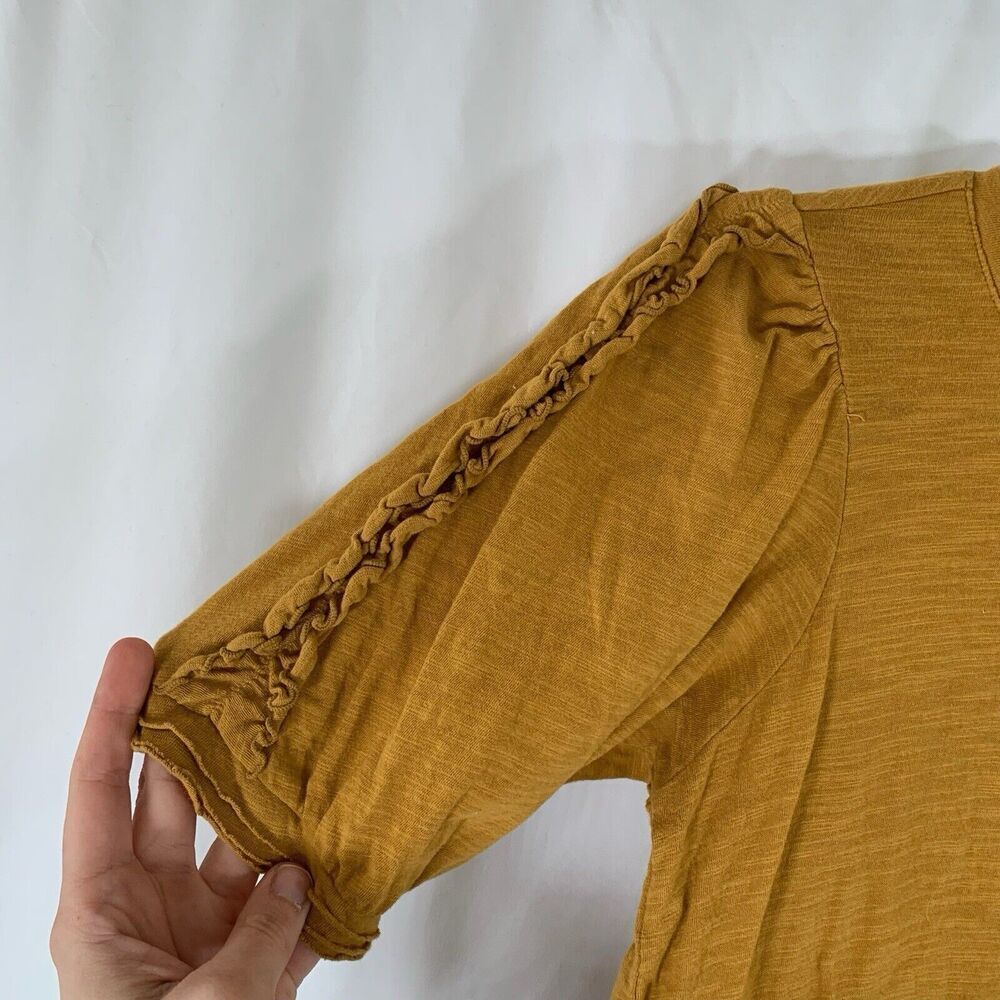 Maeve Anthropologie Blouse Women's XS Yellow Short Sleeve Round Neck - Picture 4 of 7